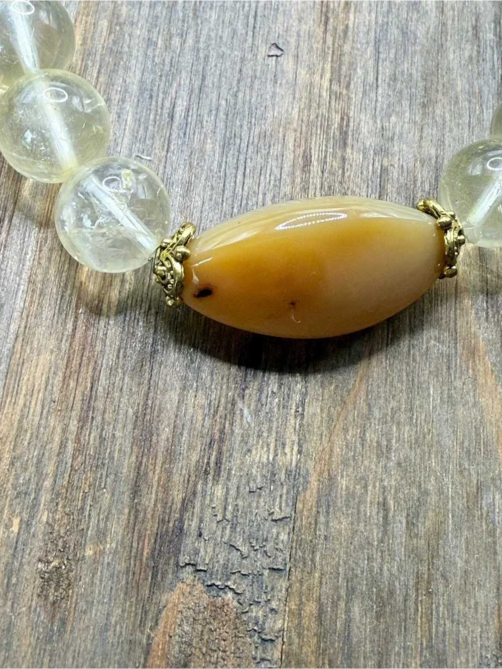 LUXURY + BIG YELLOW LAGUNA AGATE Beaded citrine chunky bracelet